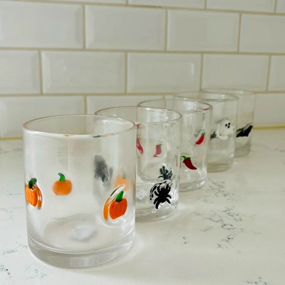 Crate&Barrel Halloween Pumpkin 🎃 Icon Double Old-Fashioned Glass